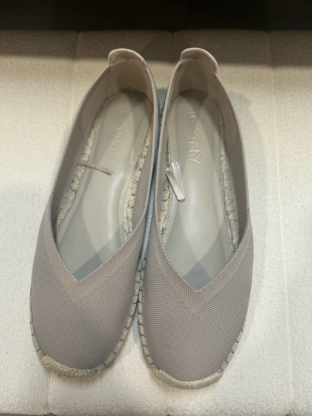 DKNY Taupe Knit Slip-On Espadrille Flats